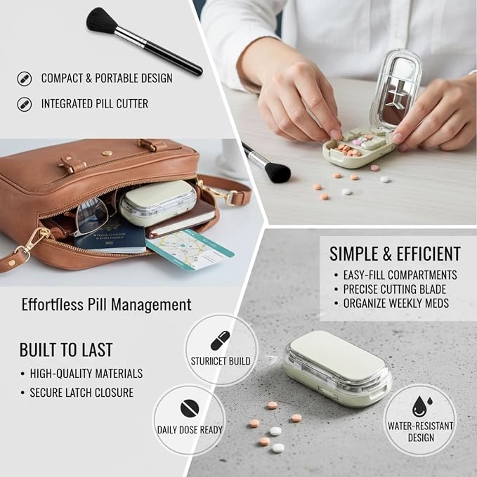 Portable Pill Cutter and Splitter - Easy-to-Use Cutter for 1/2, 1/4, and Tiny Pills - Compact, Durable, and Ideal for Medication Precision (Pink)