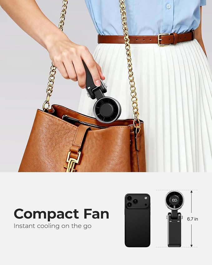 Portable Handheld Turbo Fan - 5 Gear High Speed 4000mAh Rechargeable Mini Personal Hand Fan Blow Cold Air, Battery Operated Travel Essentials, Beach Vacation, Gifts for Women, Men (Black)