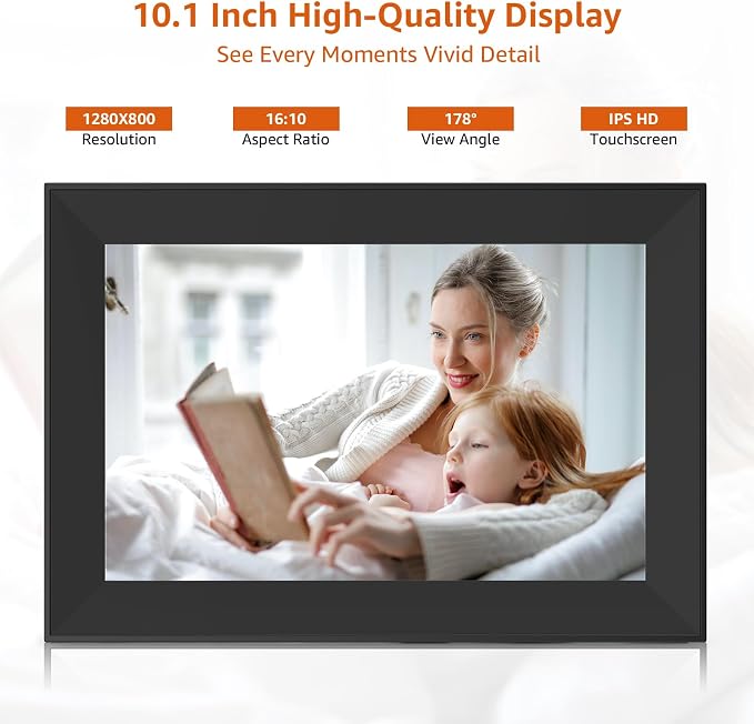 FRAMEO Digital Picture Frame WiFi 10.1 inch Digital Photo Frame Auto-Rotate | Slideshow Electronic Picture Frame HD IPS Touch Screen,Great, Easy to Set up and use Share Photos/Videos Best Gift