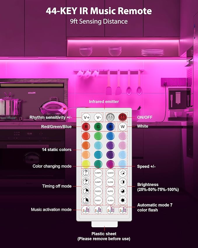 ASOKO 300 Lumens RGB Under Cabinet Light Plug in, 6 Pack 12 inch Linkable