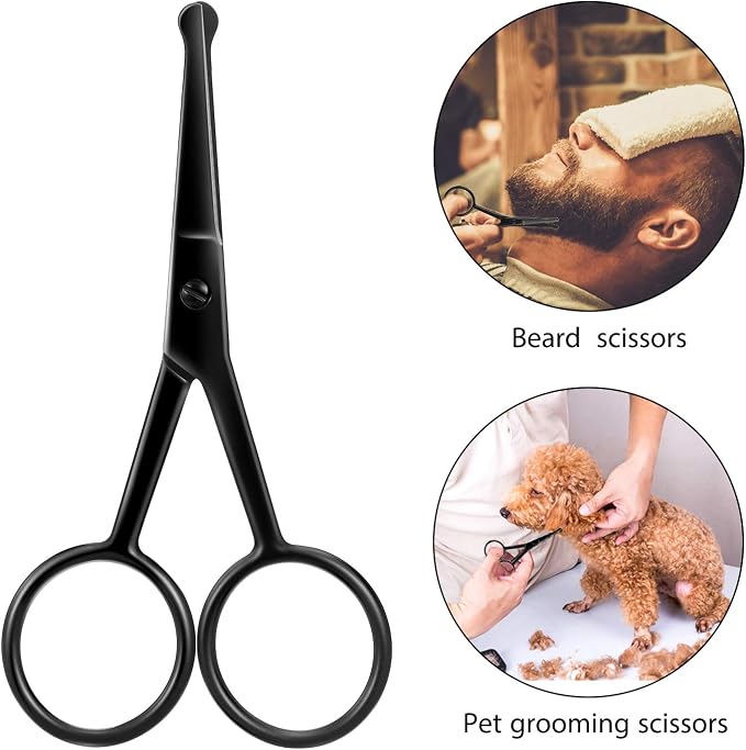 Mudder 3 Pieces Nose Hair Scissors Rounded Tip Scissors Facial Hair Trimming Stainless Steel Blunt Tip Trimmer for Eyebrows, Nose, Moustache, Beard, Grooming