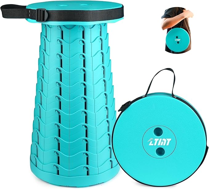 Portable & Lightweight Foldable Camping Chair for Adults, Heavy Duty Folding Stool with Adjustable Shoulder Strap, Perfect for Picnic, Beach, Backyard, and Sporting Events, Max Weight 400lbs