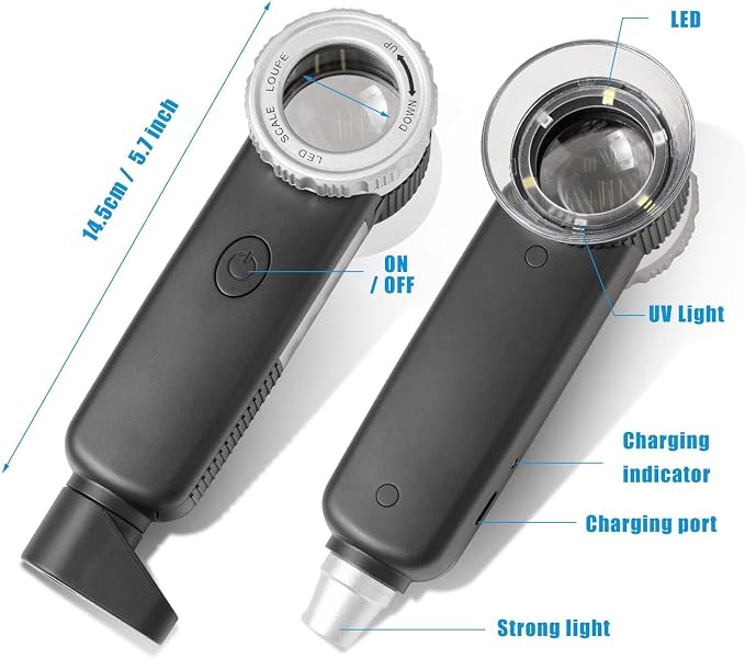 30X Loupe Magnifier Eye Loops Magnifying Glass Jewelry Coin Supplies | 30X,USB rechargeable,lights,portable,eye loupe,jewelry magnifier,currency,coin collection supplies,printers loupe