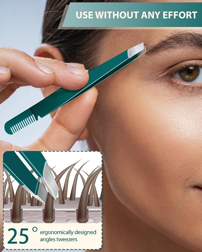 MORGLES Tweezers Set 9 Pcs Nail Clipper Kit with Case for Eyebrows Grooming | 5 Tweezers, Clippers, Scissors, Rust-Proof Steel, Travel Press-On Case, Gift for Him/Her, for Splinters, Brows, Facial Hair