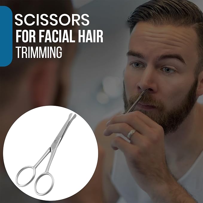 Nose Hair Scissors for Men & Women with Pouch Rounded Tip Scissor Blunt Nose Scissors Round Tip Scissor for Grooming Men Small Scissor for Nose Hair