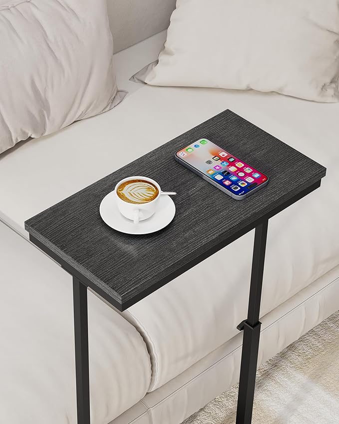 TUTOTAK End Table, Side Table, Tall Couch Table, Sofa Table | for living Room, Bedroom, Black TB01BK083