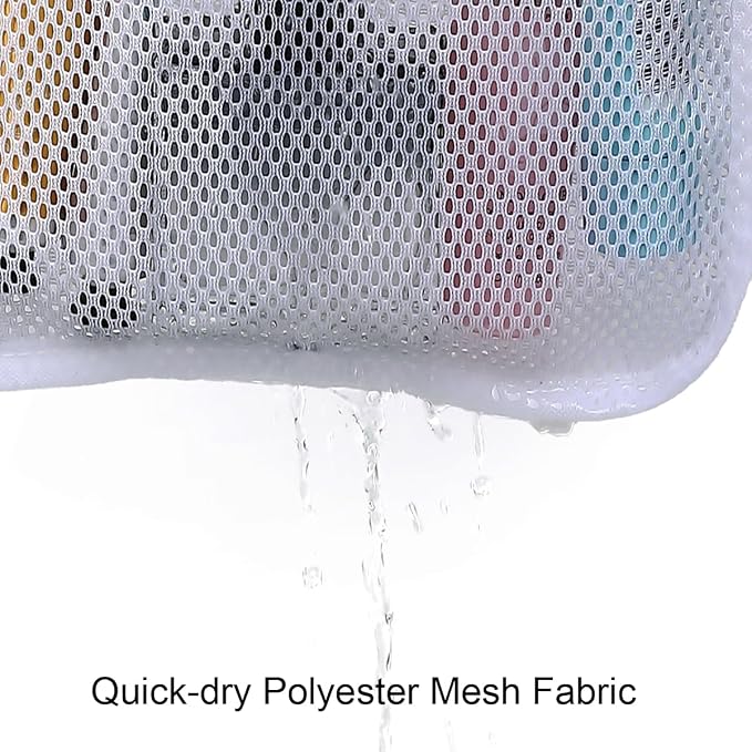GYEUKHAM Mesh Shower Caddy Hanging Organizer with 7 Pockets and Hooks, Portable Quick Dry Bathroom Storage for College Dorm, Cruise, RV, Gym, Travel Toiletry Bag, White, 2 Pack