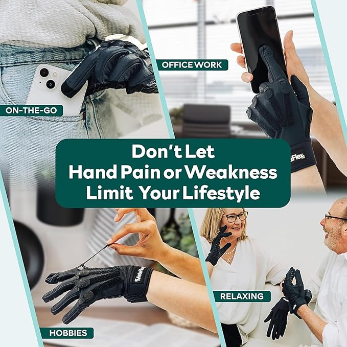 MetaFlex Compression Gloves for Arthritis, Carpal Tunnel, Swelling, Mobility - Full Finger Glove Compresses, Stretches & Strengthens Hand - Adjustable Resistance for Men & Women
