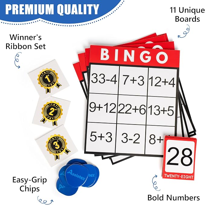 Assistex Large Print Bingo Cards for Seniors - Double-Sided Jumbo Bingo Cards with Complete Set, Fun Elderly Card Games, Perfect for Assisted Living and Stress Relief Activities