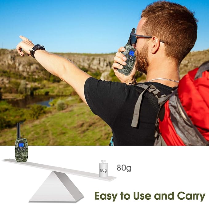 2 Way Radios Camping Accessories, Topsung M880 FRS Walkie Talkie for Adults Long Range with Mic LCD Screen/Portable Wakie-Talkie with 22 Channel for Children Hiking Hunting Fishing (Camo 2 Pack)