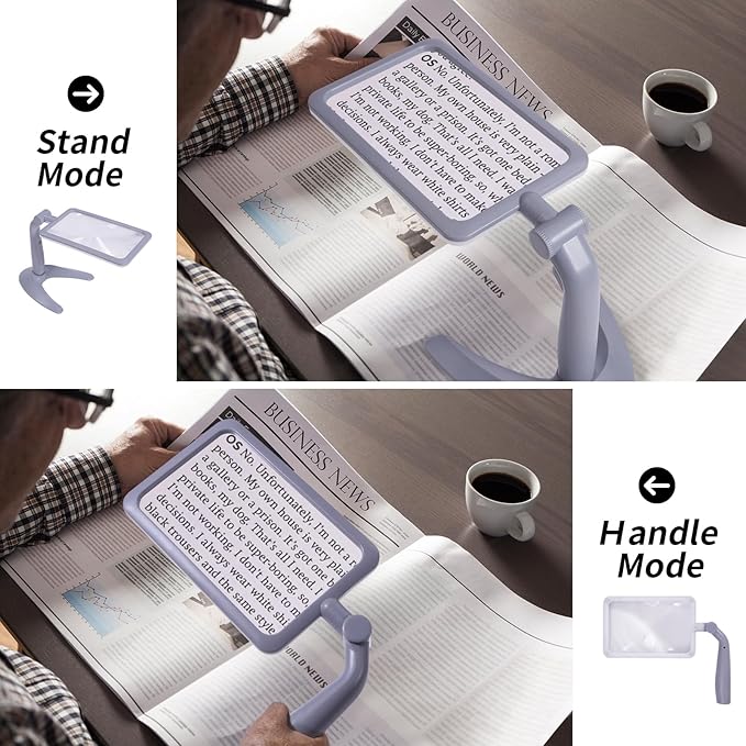 2.5X Magnifying Glass with Light and Stand, Full-Page Desktop Handheld Magnifying Glass with 48 Light for Reading Books Close Work, Powered by USB or Battery