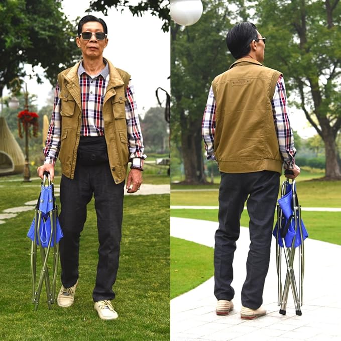 Freshore® Walking Stick Folding Cane Seat for Women/Men with Heavy Duty - Walker Chair Bench Camping Travel Stool 2 Handle with 4 Legs (for Standard Figure)