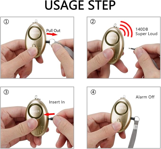 Personal Alarm for Women, 10 Packs 140DB Emergency Self-Defense Security Alarm Keychain with LED Light for Women Kids and Elders (Colorful)