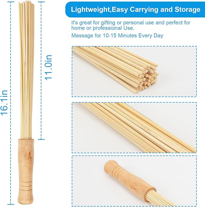 2PCS Bamboo Massage Sticks,Bamboo Therapy Massage Body Tool for Relax Muscles (2)