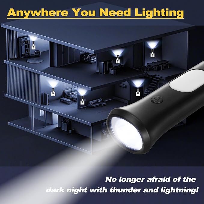 ROSSEX 4 in 1 Emergency Lights for Home Power Failure, 2 Pcs Rechargeable LED Flashlight Plug in Wall, Automatic Turn-On Power Outage Night Light Flashlight for Hurricane Preparedness Items