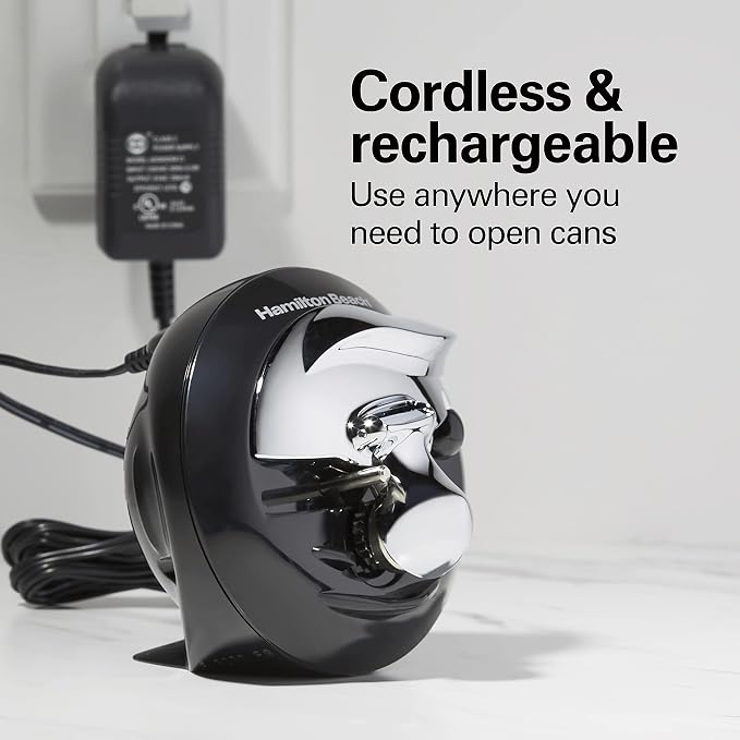 Hamilton Beach Walk 'n Cut Electric Can Opener for Kitchen,Use On Any Size,Automatic and Hand-Free,Cordless & Rechargeable,Easy Clean Removable Blade,Black (76501G),(Pack of 2)