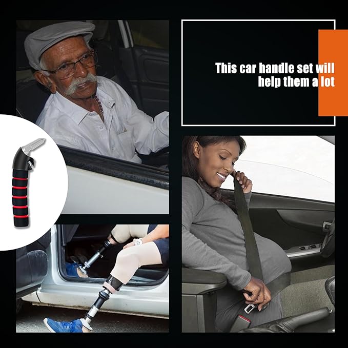 Car Handle Assist for Elderly Car Door Handle Multifunction Handle Car Door Latch Handle for Seniors and Handicapped(Red)