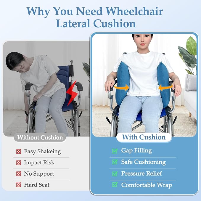 Lateral Support for Wheelchair Back Support Cushion for Pressure Relief Folding Pads Improving Better Posture Sitting Assist Wedge for Elderly Disabled Stroke Patients in Recliner Wheelchair