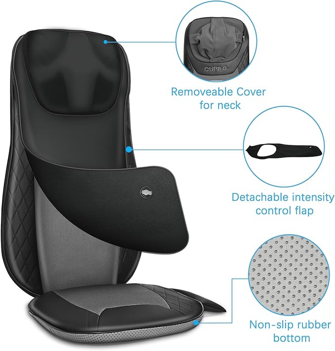 Shiatsu Neck & Back Massager with Heat, Massage Chair Pad Cushion for Stress Relief, Inflatable Flaps Back Support, Kneading or Rolling Chair Seat Massage,Ideal Gifts for Men,Women,Family