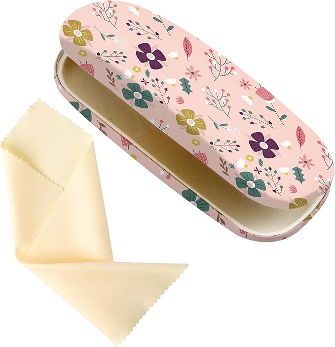 Glasses Case Hard Shell,Portable Protective Eyeglasses Case, Eyeglass Holder Box with Cleaning Cloth, for men women
