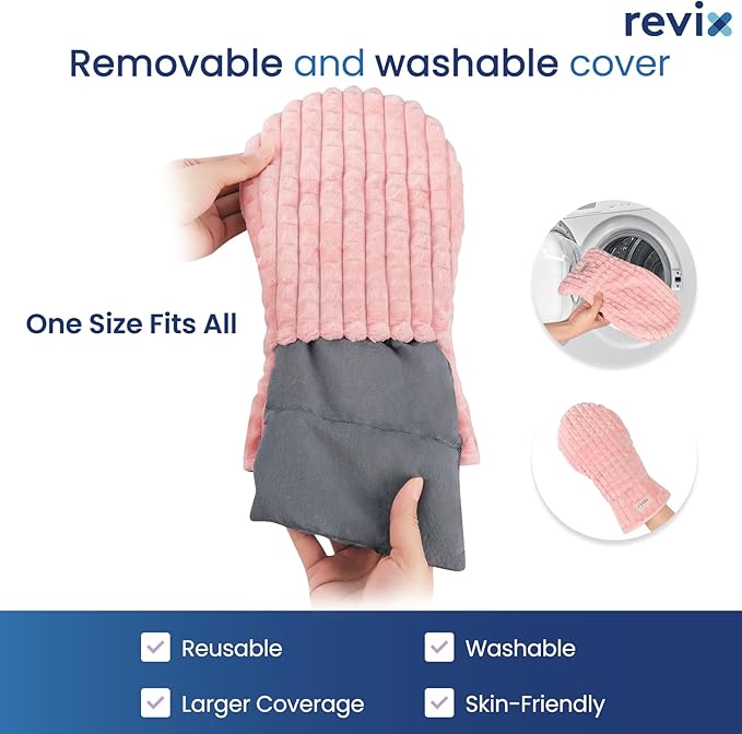REVIX Microwavable Heating Mittens for Hands and Fingers, Heated Mittens for Women, Moist Heat Microwave Hand Warmers, Unscented Hand Muff for Hands Discomfort Relief, Pink, 1 Pair