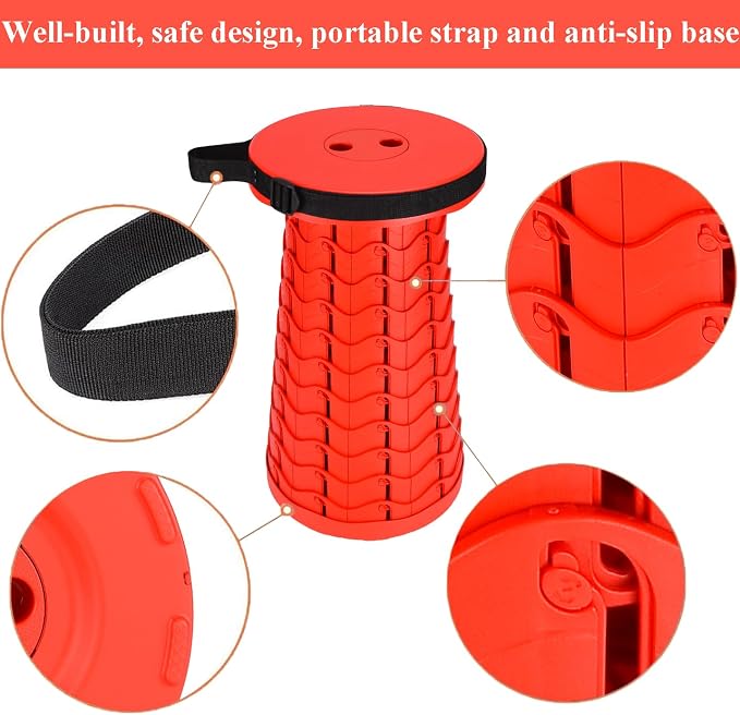 Fishboy Upgraded Collapsible Stool, 400lbs Max Weight, Lightweight But Sturdy, Portable Retractable Folding Telescoping Foldable Camping Stool for Adults Outdoor Fishing Hiking BBQ