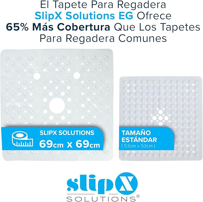 SlipX Solutions Case Pack - Square Shower Mat, Extra Large 27"x27", Non-Slip Stall Mat for Elderly & Kids Standing Bath Tub Mat, Machine Washable, Suction Cups, Clear, Case of 4