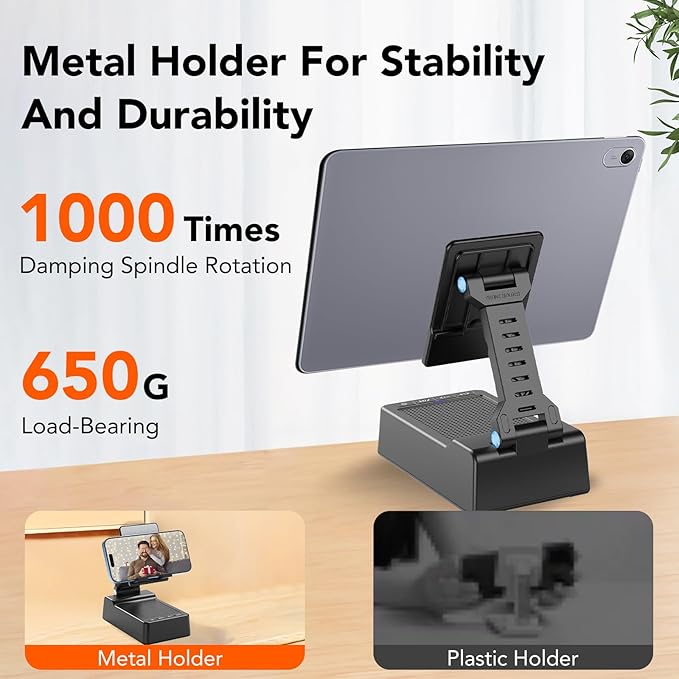 Foldable Phone Stand with Wireless Bluetooth Speaker and Anti-Slip Base, Birthday Gifts for Men/Women, Gadgets for Anniversary Idea Gift, Stocking Stuffers for Beloved