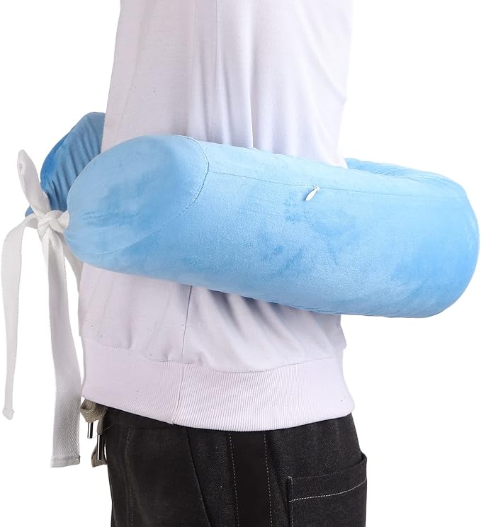 Lumbar Support Pillow for Elderly, Adjustable Waist Back Support Pillow with Dual Straps, Detachable Washable Soft Sponge Roll for Scoliosis and Lumbar Pain Relief
