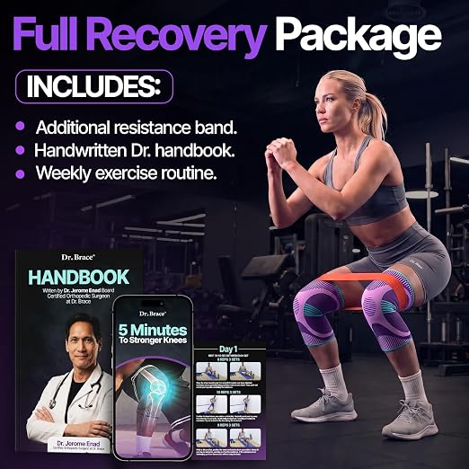 DR. BRACE Elite Compression Knee Brace for Women & Men, (2-Pack) Knee Support Compression Sleeve, Workout Sports Knee Braces for Meniscus Tear, ACL & Arthritis Pain Relief - Check Size Guide Video (Galaxsis, X-Large)