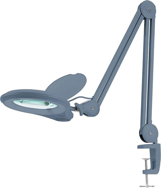 Neatfi (New Model) Bifocals 1,200 Lumens Super LED Magnifying Lamp with Clamp, Dimmable, 60 Pcs SMD LED, 5 Inches Diameter Lens (5 Diopter + 20 Diopter, Gray)