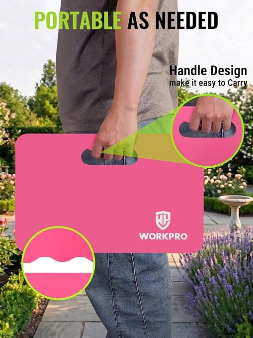 WORKPRO Extra Thick Kneeling Pad2 Pack, 17.5 x 11 x 1.5 in, Pink | Soft NBR Foam Cushioning for Knee, Large Foam Kneeler Mat, For Gardening, Bathing Baby, Exercise, Workout Supplies