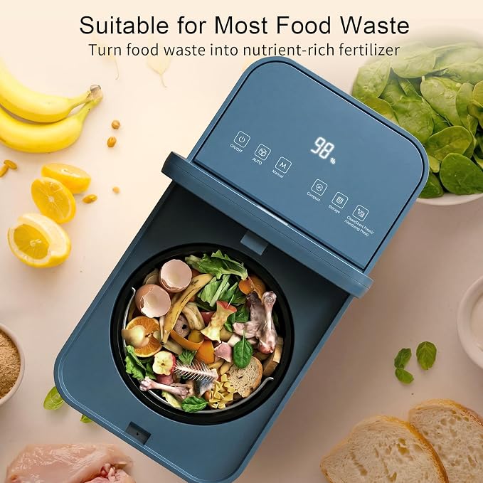Growell 3.2L Smart Electric Composter, Countertop Food Waste Indoor Bin | Indoor Kitchen Compost,LED Display,Odorless & Low Noise,Auto-Cleaning,One-Touch Operation,Turns Waste to Fertilizer Quickly