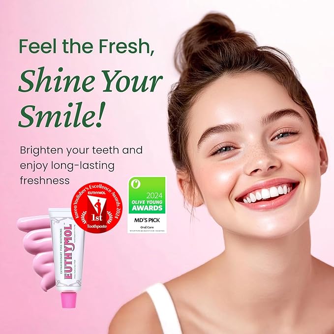 EUTHYMOL Whitening Toothpaste (3.7fl oz*5, Pack of 5) - Stain Removal in 2 Weeks, Long-Lasting Freshness for Sensitive Gum & Teeth. Bad Breath, Cavity Prevention. Recyclable Aluminum Tube