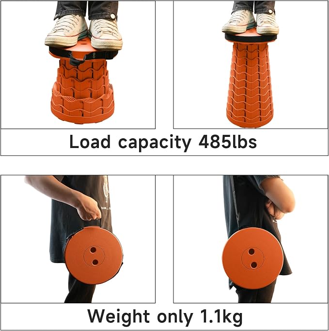 Portable & Lightweight Foldable Camping Chair for Adults, Heavy Duty Folding Stool with Adjustable Shoulder Strap, Perfect for Picnic, Beach, Backyard, and Sporting Events, Max Weight 400lbs