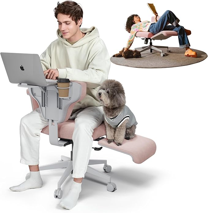 Newtral Freedom-X Criss Cross Chair with Wheels & Amrests- Cross Legged Office Chair with Laptop Tray, Multi-Position Recliner Chair, Adjustable Ergonomic Chair, Relax, Work from Home