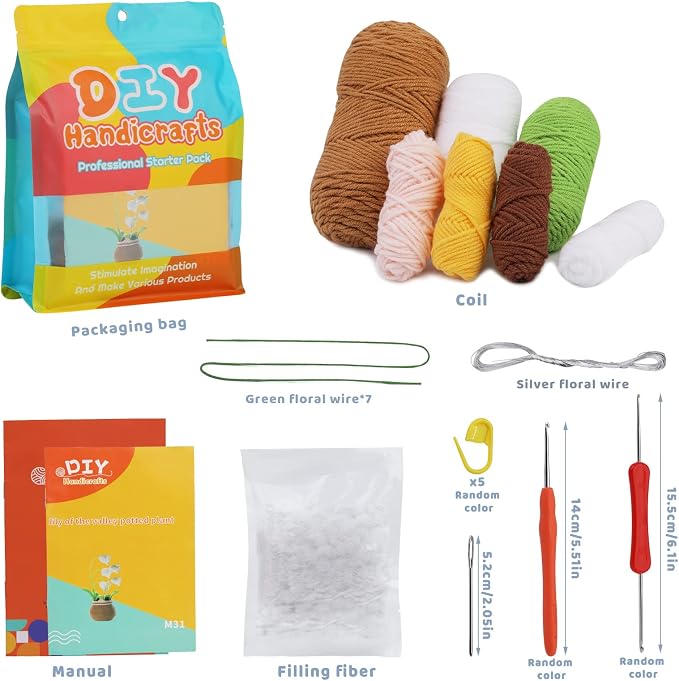 kgxulr Crochet Kit, Bell Orchid Beginners Crochet Kit, Crochet Flowers Kit | Crochet Kit for Beginners Flowers, Beginner Crochet Kit for Adults, Birthday Party, Wedding, Mother's Day or Thanksgiving