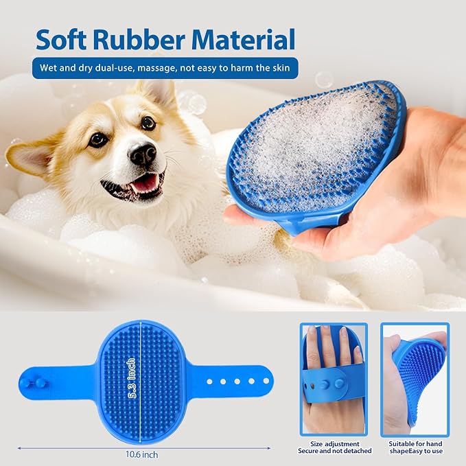 NVNAN 5-Piece Dog Grooming Brush Set with Grooming Gloves | Includes deshedding comb, shampoo brush, and pet hair removal tools for shedding, bathing, and brushing