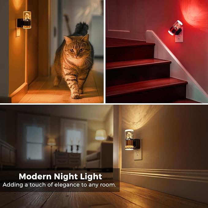 L LOHAS LED Night Lights Plug into Wall, Dusk to Dawn Sensor Nightlight | 9 Colors Changing, Adjustable Brightness, Acrylic Decorative Night Lights for Bathroom, Wedding, Birthday Gift