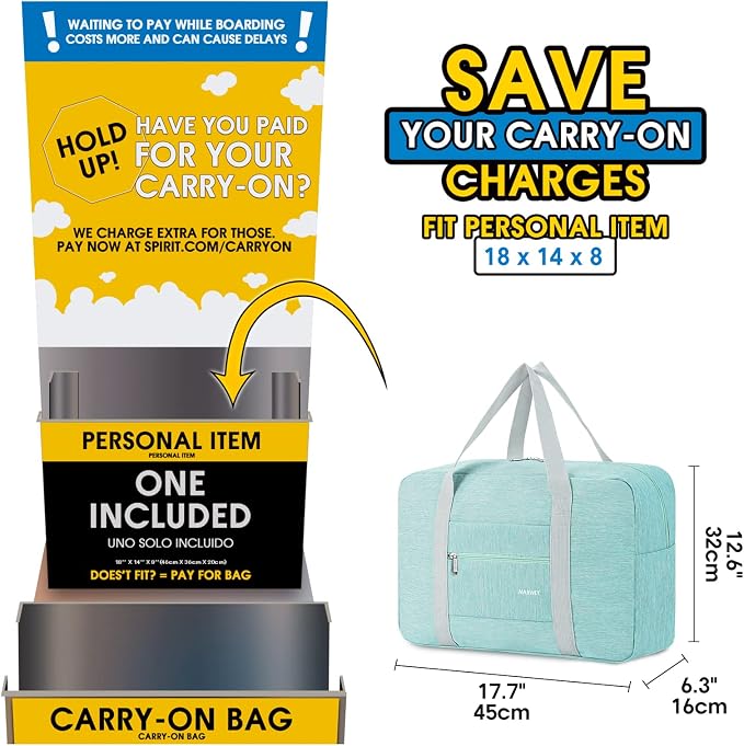 For Spirit Airlines Personal Item Bag Foldable Travel Duffel Bag Tote Carry on Luggage Duffle Overnight for Women and Men