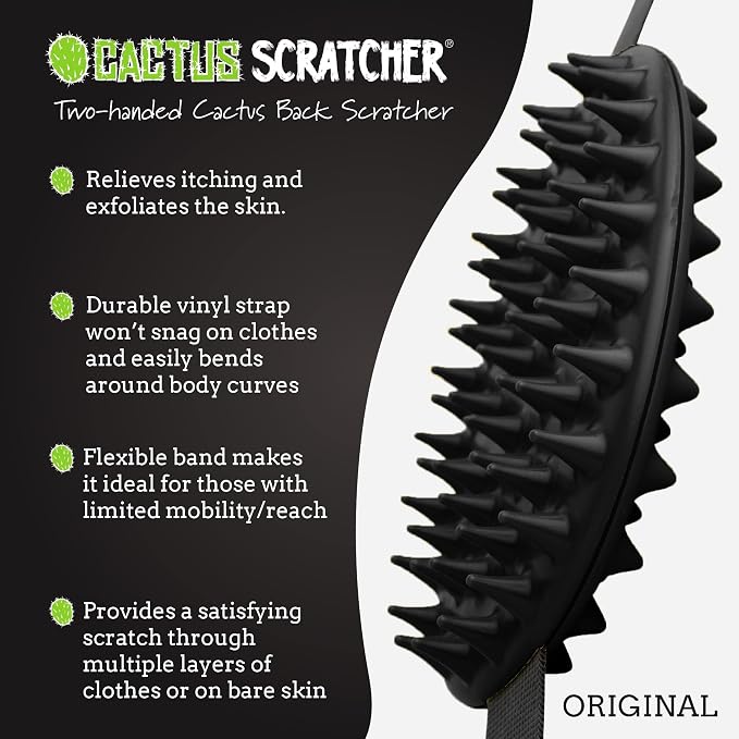 Original Back Scratcher - 2-Sided Back Scratching Tool for Hard-to-Reach Area, Durable 45" Strap with Ball Handles for Towel Like Operation, Universal Gifts for Men and Women, Black