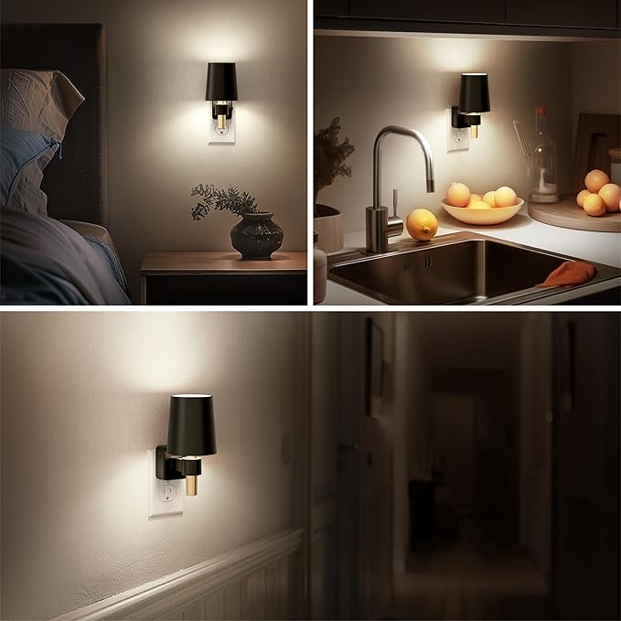 Briignite Night Light, Dimmable Night Lights Plug into Wall, Dusk to Dawn Sensor, Daylight White 5000K, 0-100LM, Plug in NightLight, Vintage Night Light Compact for Hallway Bedroom Stairway
