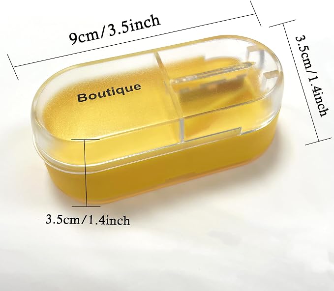 2 Pack Pill Cutter for Small or Large Pills, Portable Pill Splitter 2-in-1 Pill Case with Stainless Steel Blade, Cuts Pills, Vitamins, Tablets