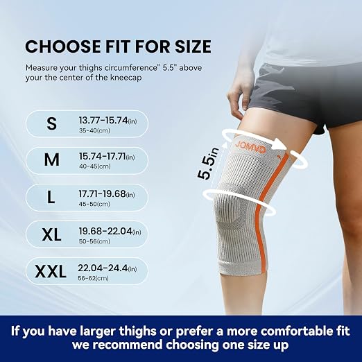 JOMVD Knee Compression Sleeve for Arthritis Pain – Knee Brace for Knee Pain Relief, Meniscus Tear, Inflammation, Circulation, Swelling & Injury Recovery – Anti-Slip Breathable Support for Women & Men,Large