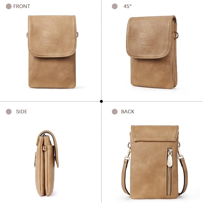 BOSTANTEN Small Crossbody Bag for Women Designer Cell Phone Purse | Vegan Leather, Multiple Pockets, Card Slots, Compact Size for Phone, Cards and Keys, Daily Travel Shopping Use