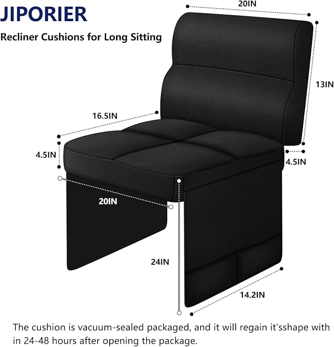 Chair Cushions for Elderly,20x16.5x4.5 Inch Rocking Chair Cushions Indoor,Memory Foam Recliner Cushions for Long Sitting, Sofas & Couches，Outdoor,Office Chair，wheelchair，Meditation and Floor Seating