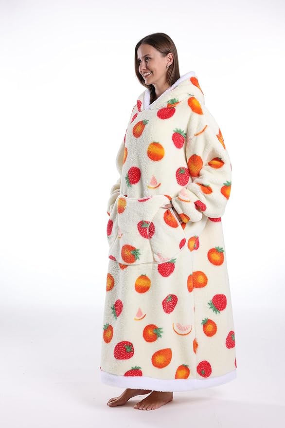 Blanket Hoodie, Long Hooded Blanket Sweatshirt as Birthday Gifts for Women Men, Long Wearable Blanket for Women Men.