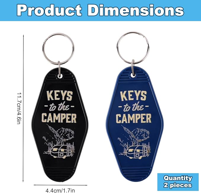 Mikovivi 2pcs Camping Keychain, Plastic Camper Keychain Holder RV Accessories for Men & Women, Thoughtful Gifts