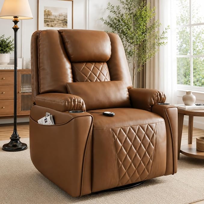 Garvee Power Lift Recliner Chair Sofa, PU Leather Reclining with Cup Holder | with Charging Ports, Cup Holders, Electric Stand Assist for Elderly Home Theater Seating with Remote for Living Room