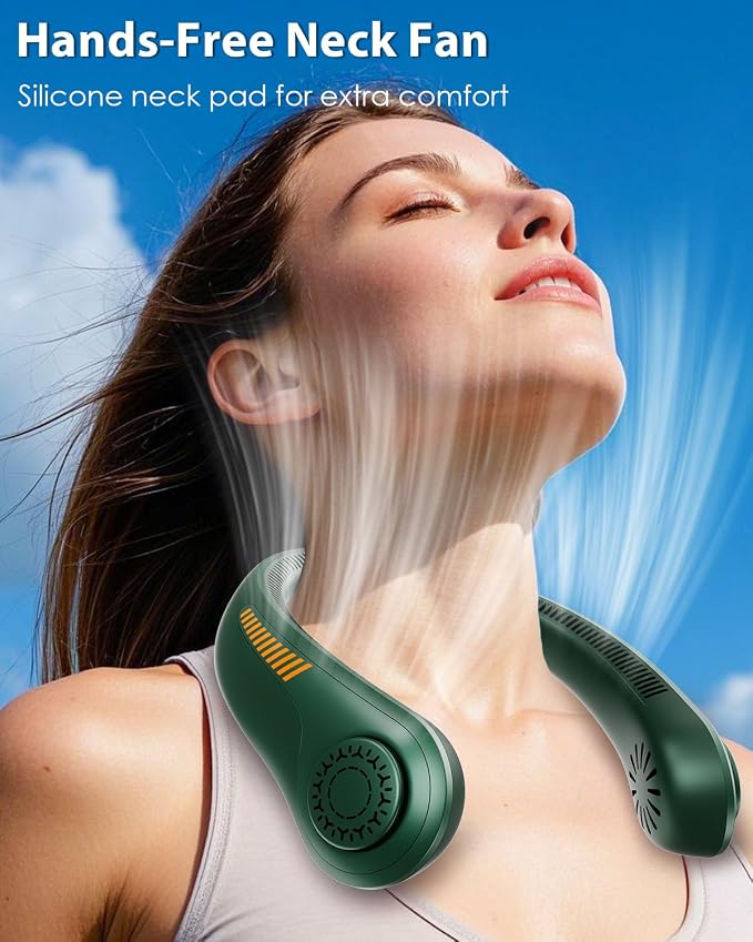 Portable Neck Fan Rechargeable Wearable Personal Fan Blow Cold Air, 5 Speeds, USB Battery, Neck Cooler with Neckbrace, Gift for Men Women, Sports, Gardening, Home, Outdoors, Travel, Camping